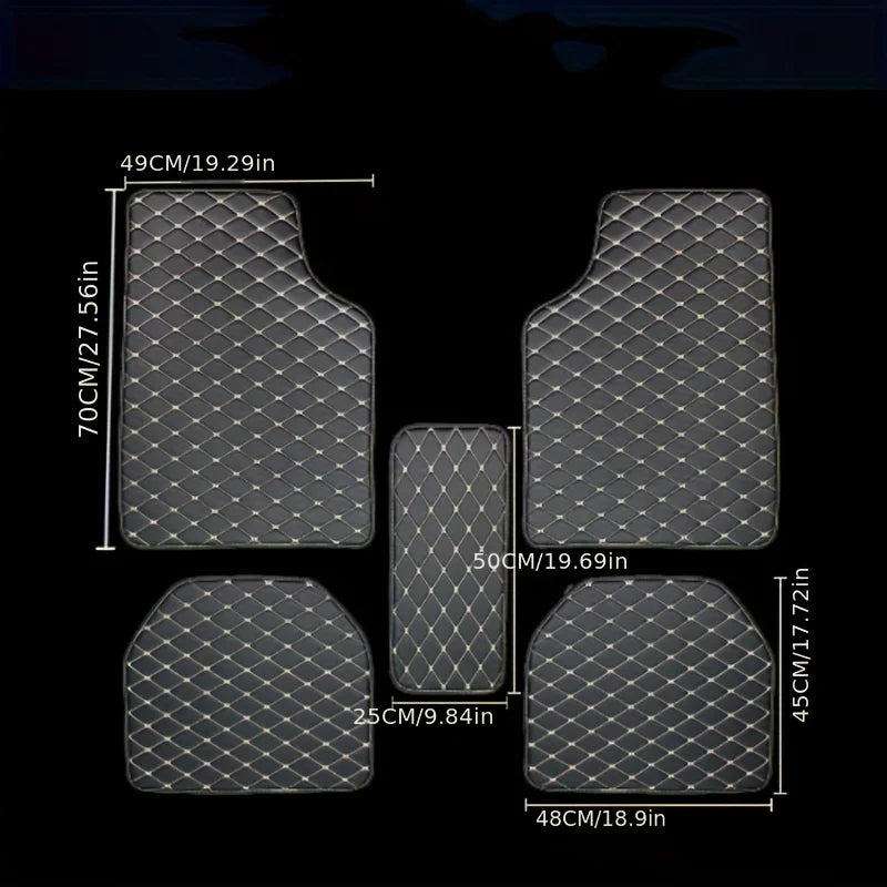 Universal Car Floor Mats - PU Leather Waterproof Dust-Proof Auto Carpet Protector Pads, Car Interior Accessories