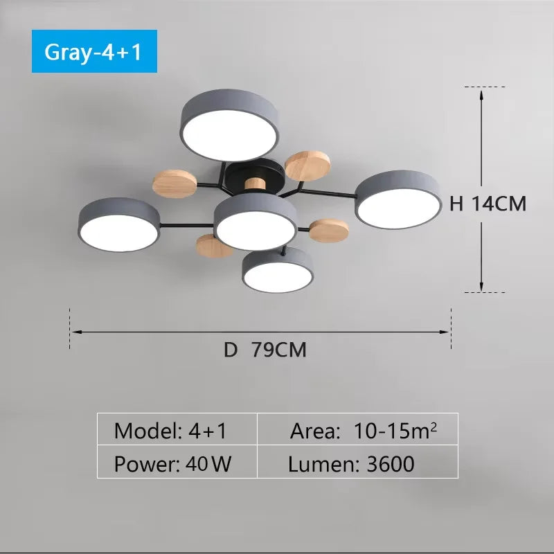 LED Chandelier 3-Color Lighting for Living Room Bedroom Hotel Apartment Study Home Decoration
