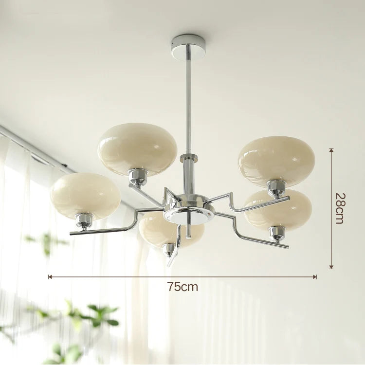 Bauhaus Modern French Designer Chandelier for Bedroom Study Living Room, Northern European Retro Lamp