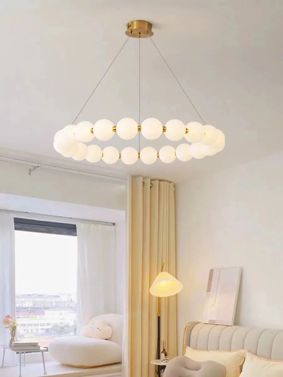 Nordic Magic Bean Round Chandelier - Modern Minimalist Lamp for Living Room, Bedroom & Restaurant