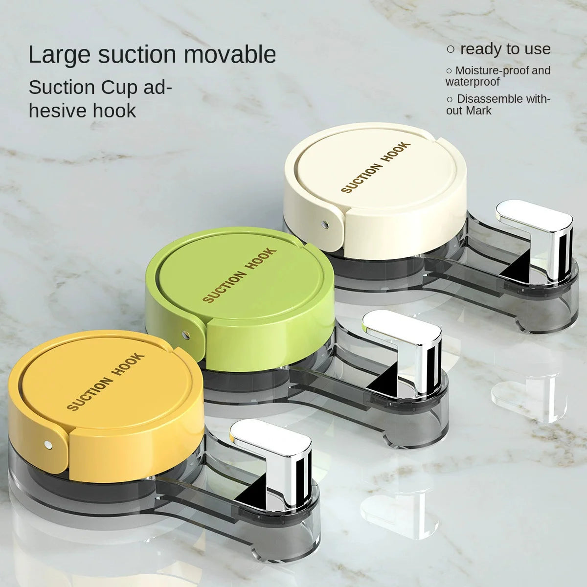 Strong Vacuum Suction Hooks - Traceless No-Drilling Adhesive Hooks for Home, Bathroom, Kitchen and Door