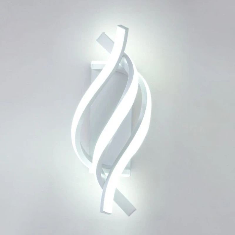 Curved Spiral Design LED Wall Lamp for Bedroom Bedside Corridor Staircase Living Room Home Decor