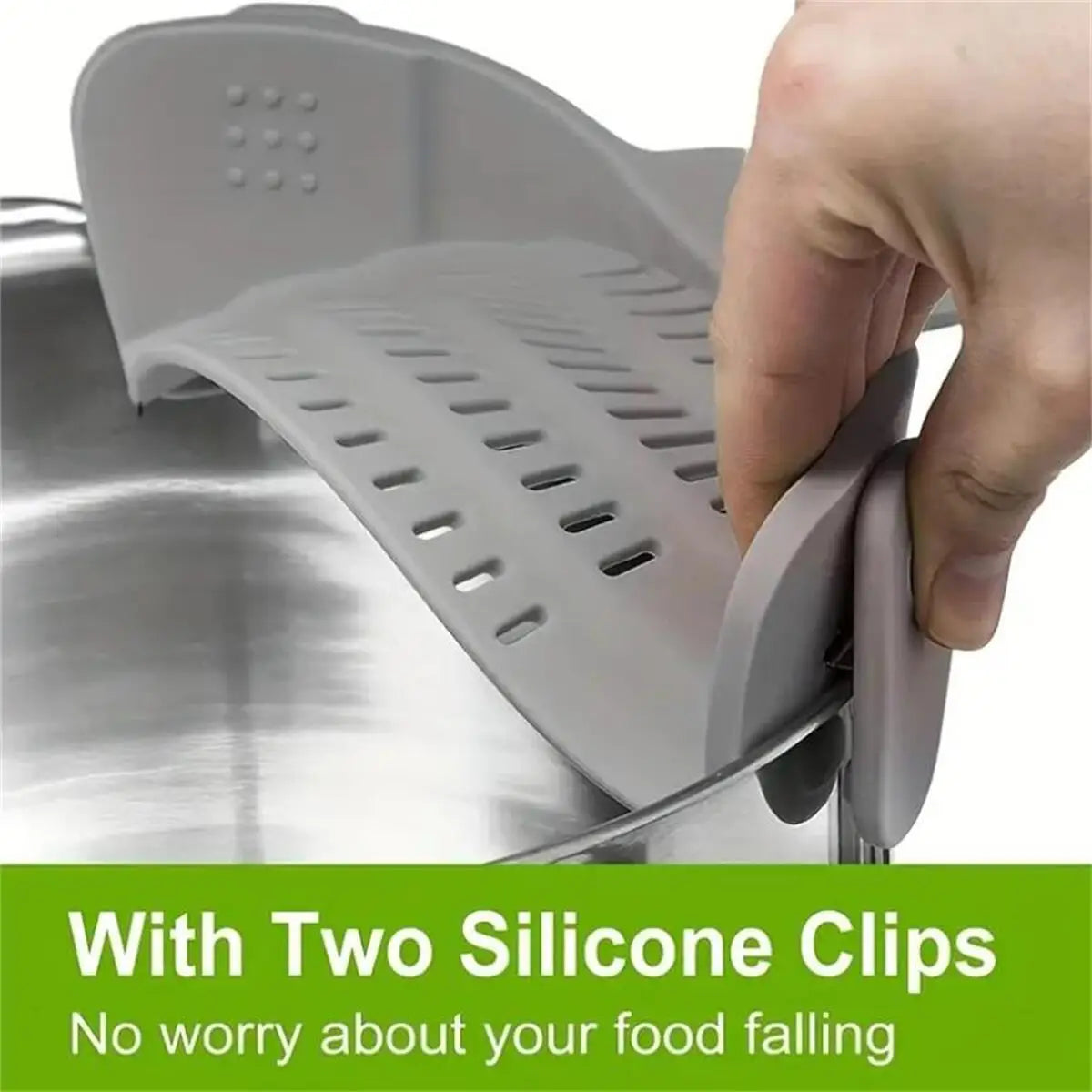 Adjustable Clip-On Pot Strainer for Pots, Pans and Bowls Kitchen Strainer