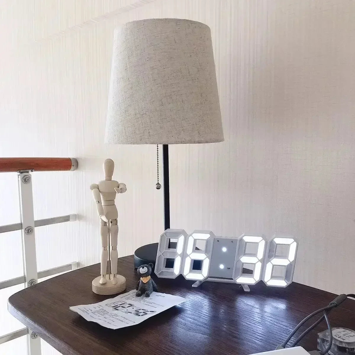 3D LED Digital Clock Wall Decoration Glow Night Mode Adjustable Electronic Watch for Bedroom Room Decor
