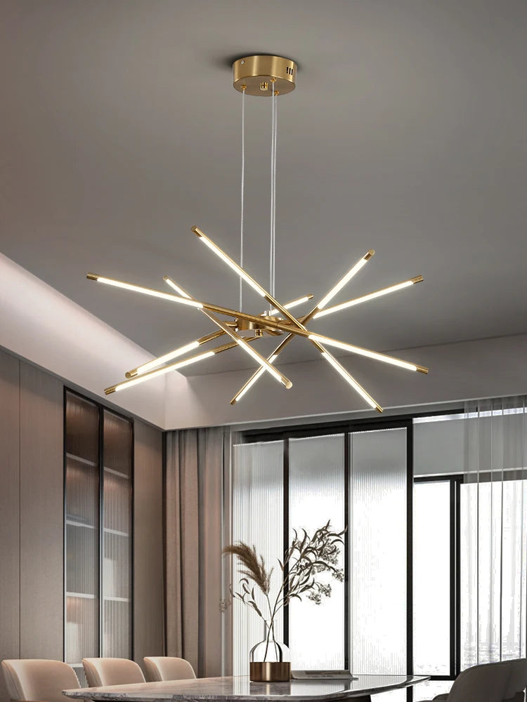 Nordic Geometric LED Pendant Chandelier with Remote Control for Restaurant, Living Room & Dining Table