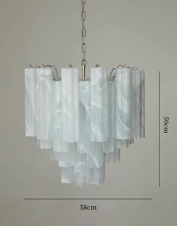 Art Deco Stained Glass Tube Chandelier for Dining Room Kitchen Island Lighting Home Decor Luxury Ceiling Pendant Lamp