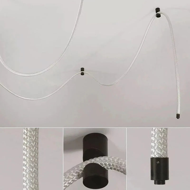 Designer DIY Silicone Chandelier, Art Wrapped Line Lamp for Living Room Dining Room Exhibition Hall Bedroom