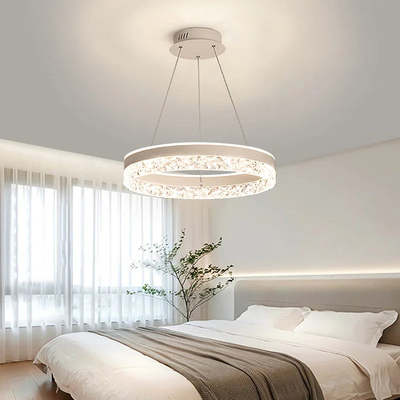 Simple Modern Ceiling Chandelier - Adjustable 3-Color LED Indoor Lighting for Living Room, Dining Room and Bedroom Decor