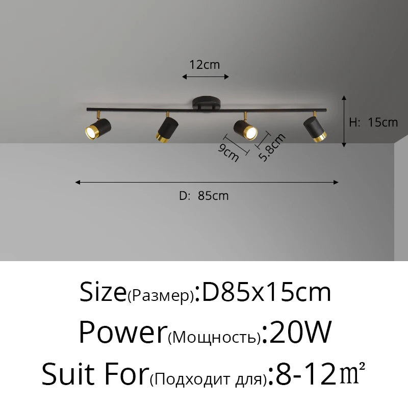Black & White LED Chandelier for Living Room Balcony Corridor, Modern Simple Decorative Lighting