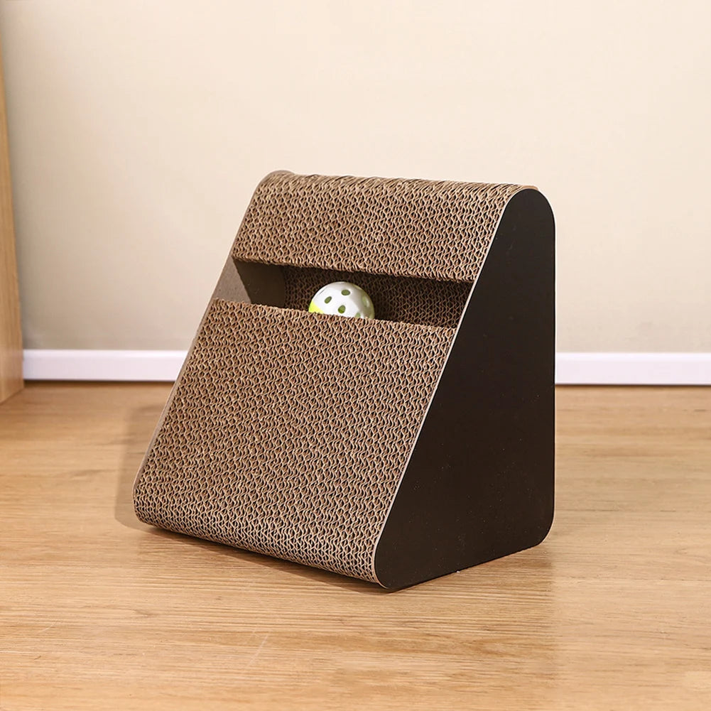 2 in 1 Cat Scratcher Cardboard Triangle with Spinning Balls Sturdy Anti-Scratch Cat Stress Relief Toy for Pets
