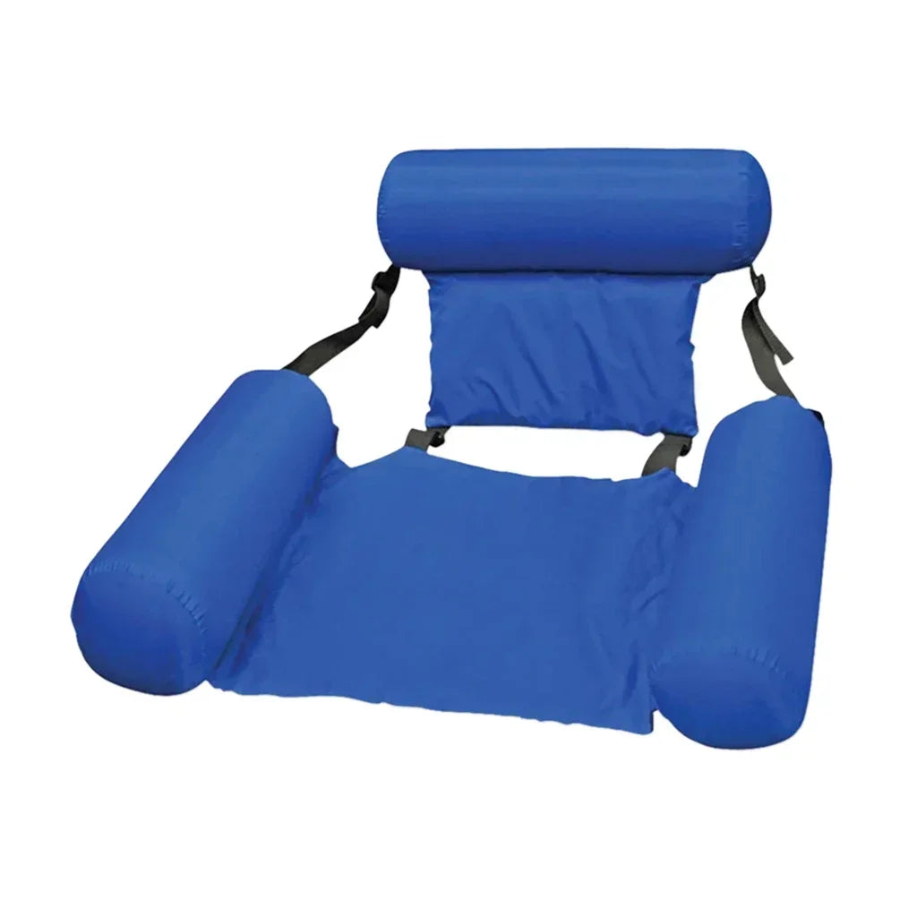 Foldable Floating Water Hammock Lounger, Inflatable Pool Mat & Recliner Bed Swimming Air Mattress