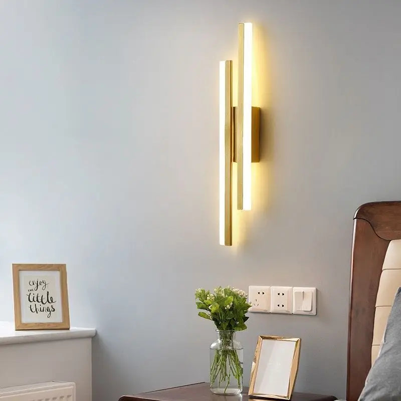LED Bedroom Wall Sconce Copper Pipe Acrylic Lampshade Indoor Lighting for Living Room & Corridor Fixture