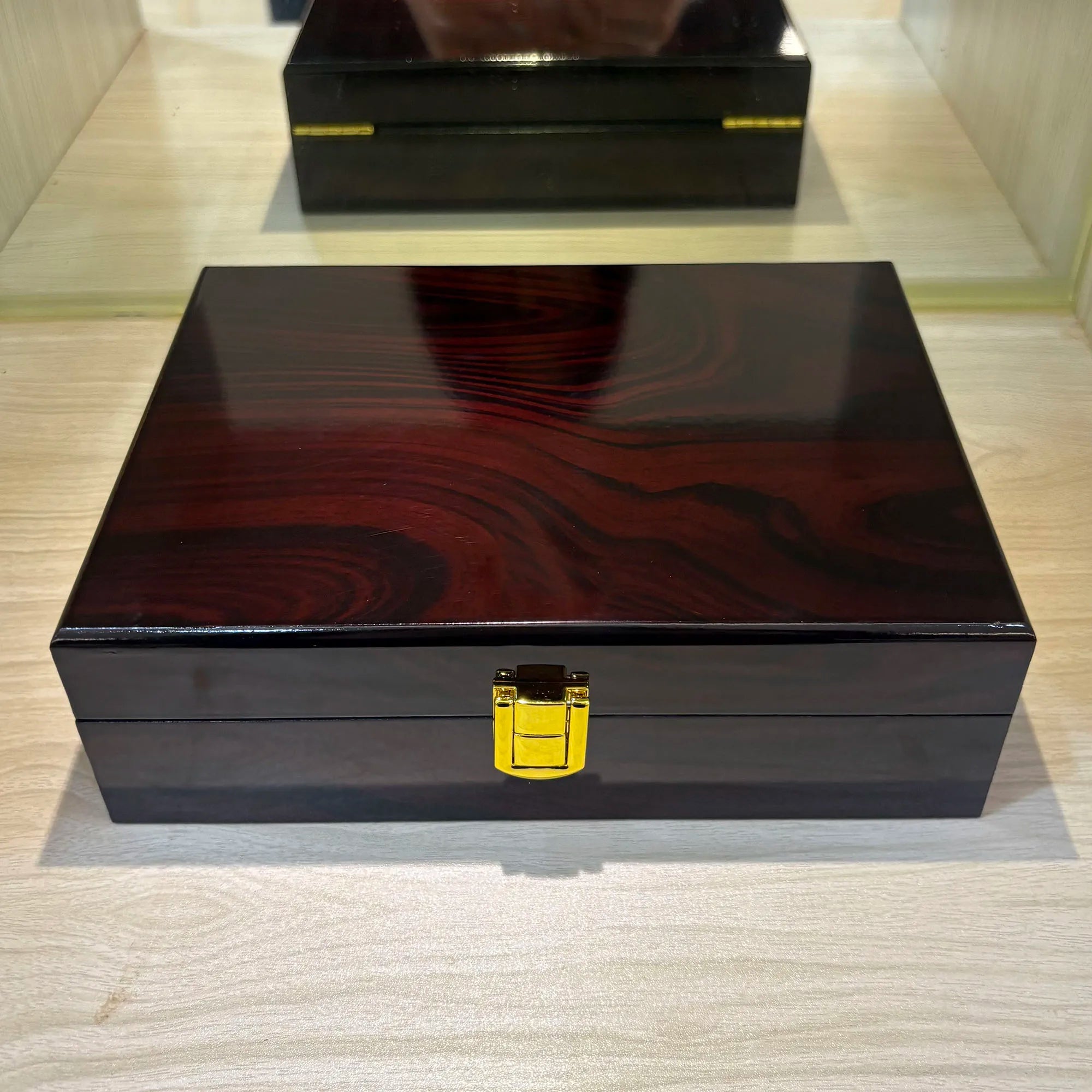 Classical Wooden Box with Lock, High-End Jewelry Storage Luxury Box