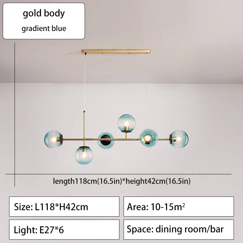 Modern Minimalist Nordic Glass Ball Pendant Chandelier for Dining Room, Kitchen Island & Living Room