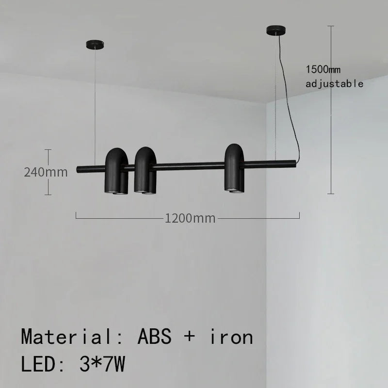 Modern Luxury U-Shaped Metal LED Pendant Light in Black & Orange for Living & Dining Room
