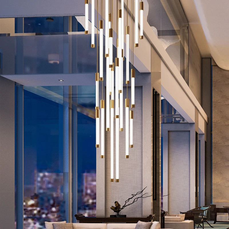Modern Luxury LED Staircase Chandelier for Duplex, Attic, Living Room & Restaurant