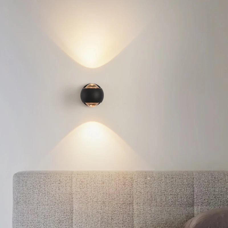 Modern Nordic Rotatable LED Up-Down Wall Sconce - Frosted Metal & Acrylic Lens Bedroom Lamp