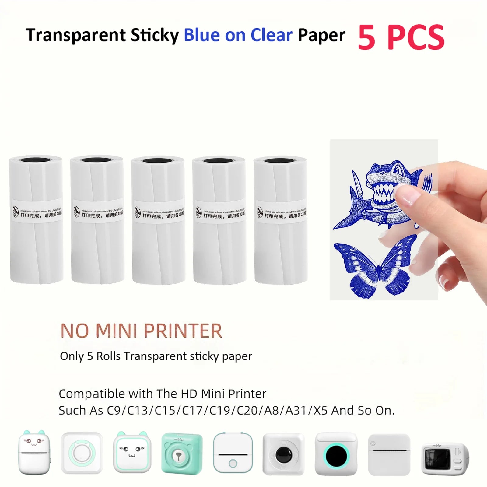 Thermal Mini Printer - Portable Inkless Bluetooth Sticker Maker and Pocket Photo Printer for Children DIY