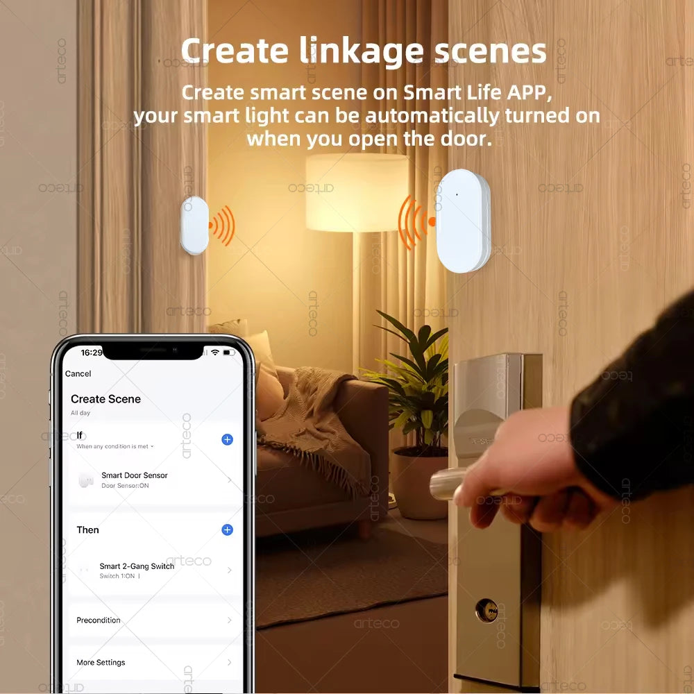 ZigBee Door Window Sensor - Smart Home Security Magnetic Contact Detector, Requires Gateway, Supports Z2MQTT