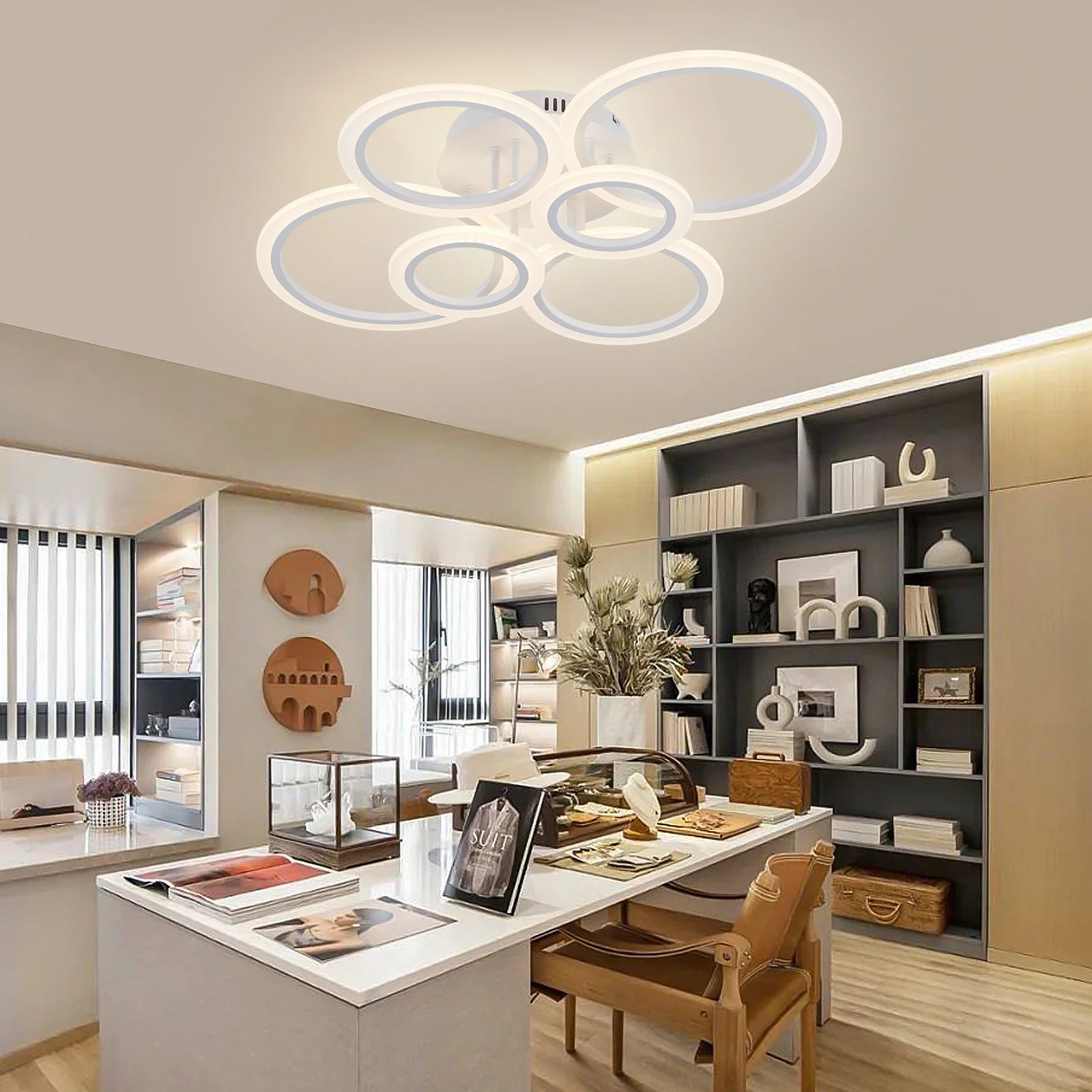 Modern LED Ring Ceiling Mount Chandelier Pendant Lamp for Living Room & Bedroom