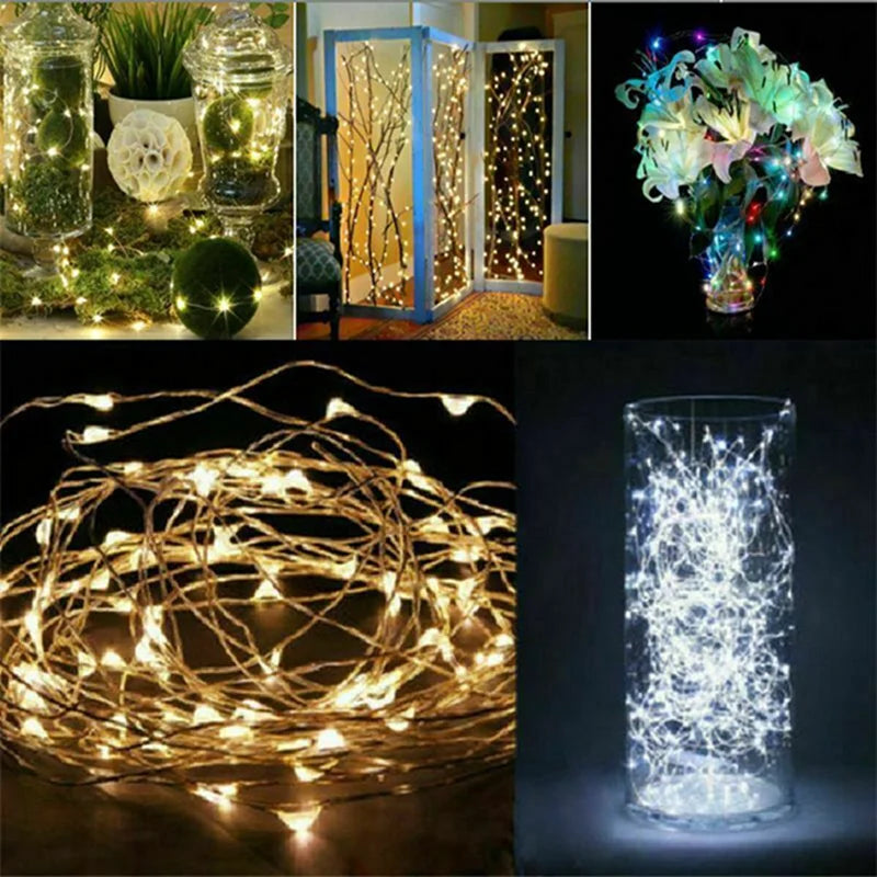 Fairy Light LED Copper Wire String Lights Battery Powered for Bedroom Garden Party Wedding Decoration