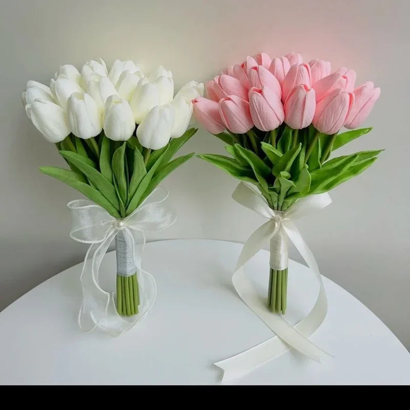 Artificial Tulips Bouquet Real Touch Fake Tulip Flowers for Home Wedding Decor
