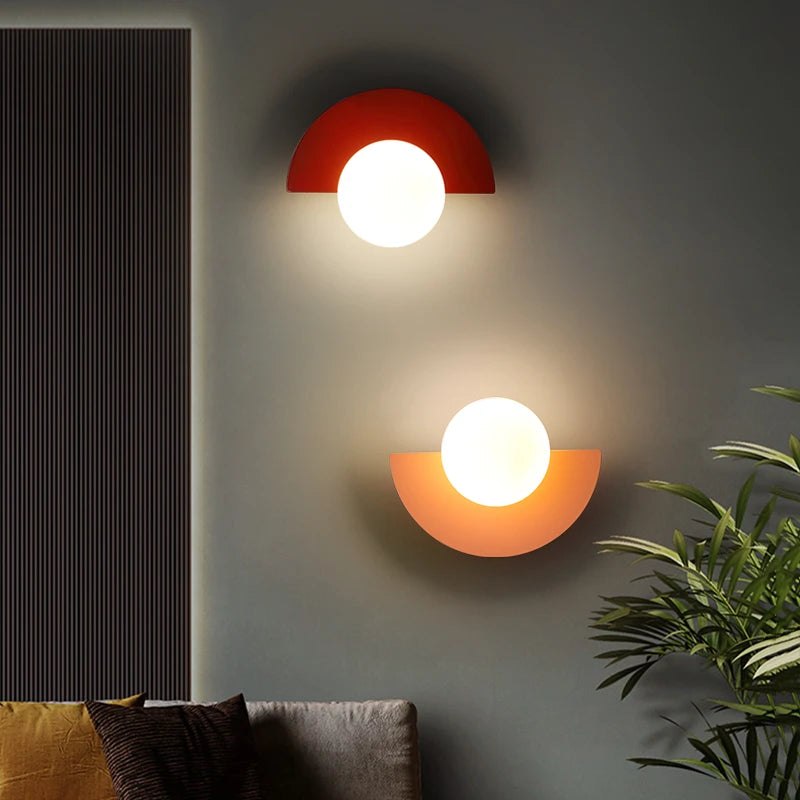 Round Ball Lampshade Wall Sconce Light, LED G9 Bulb for Bedroom Corridor Home Decor Lustre