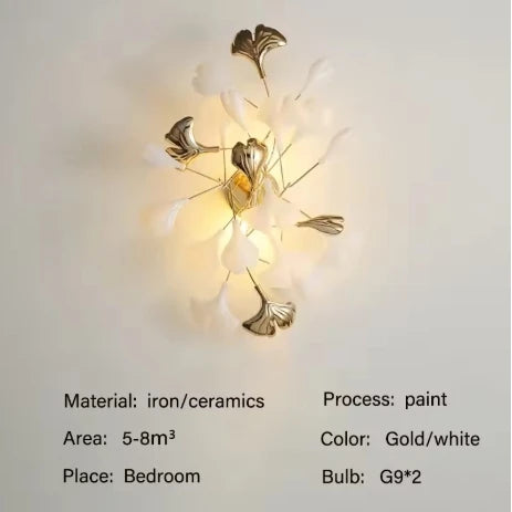 Luxury Ginkgo LED Chandelier Lustre Pendant Light for Living Dining Room Hotel Bar Hanging Fixture Decor