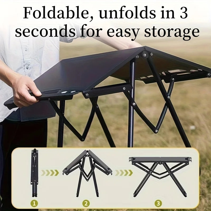 Lightweight Carbon Steel Portable Foldable Camping Table Multipurpose BBQ & Picnic Table for Outdoor Travel & Hiking