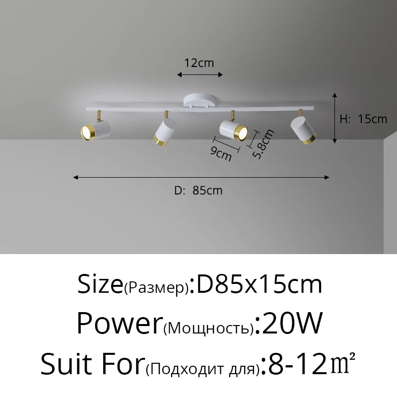 Black & White LED Chandelier for Living Room Balcony Corridor, Modern Simple Decorative Lighting