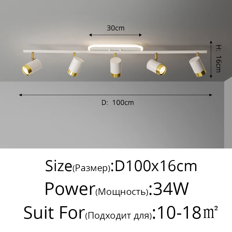 Black & White LED Chandelier for Living Room Balcony Corridor, Modern Simple Decorative Lighting