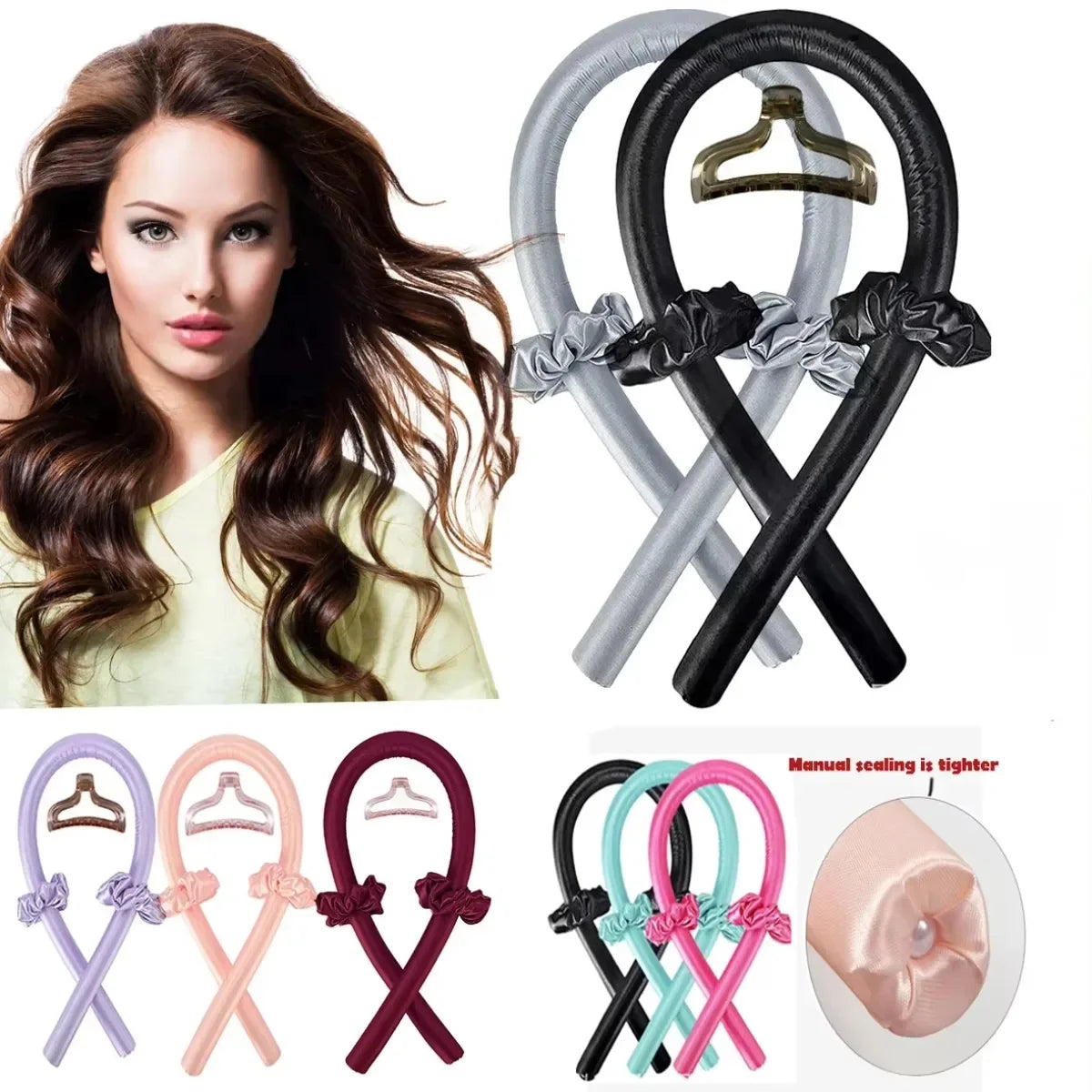 Heatless Curling Rod Headband, No Heat Silk Curls Ribbon Hair Rollers for Sleeping, Lazy Hair Curler Styling Tool