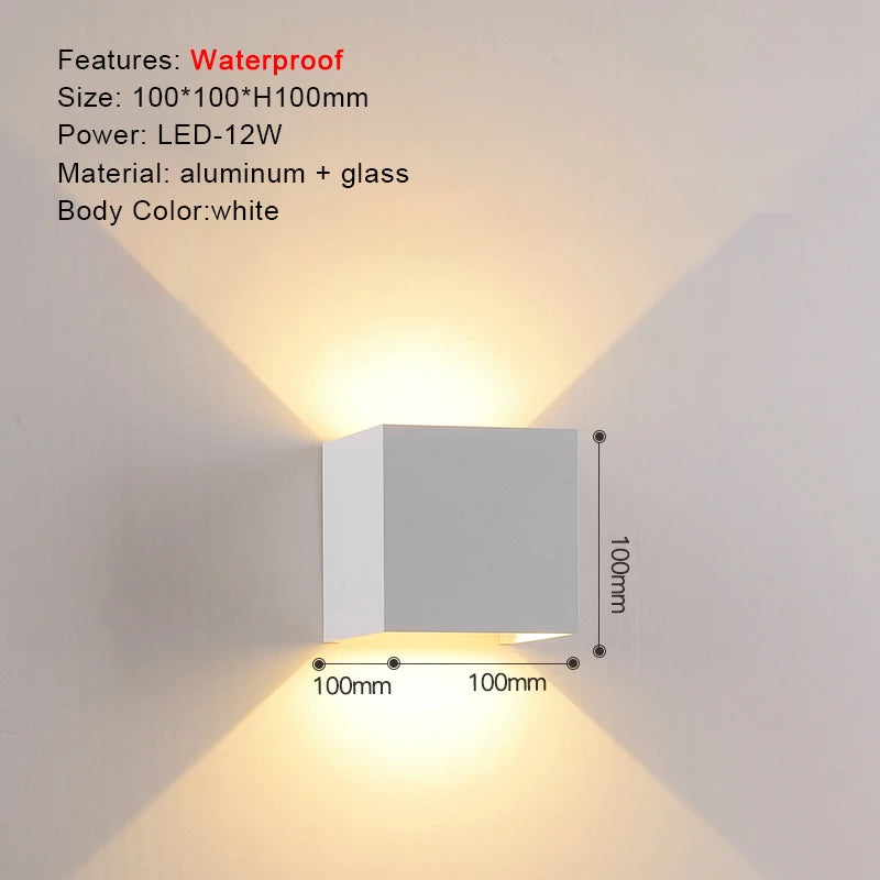 IP65 LED Wall Lamp Outdoor Sconce for Balcony Porch Garden Yard Aisle Decor Lighting Aluminium Indoor Bedside Lamp