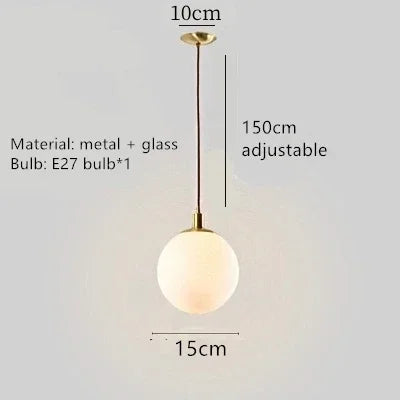 Clear White Glass Ball Chandelier, Adjustable Cord Suspension Lamp for Parlor Dining Room Bedroom with G9 Bulb