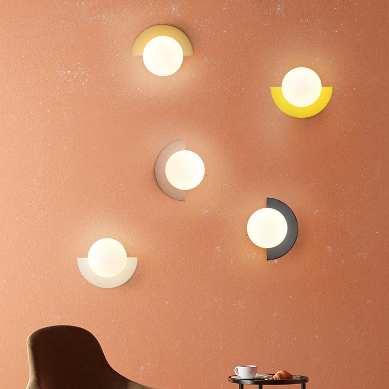 Round Ball Lampshade Wall Sconce Light, LED G9 Bulb for Bedroom Corridor Home Decor Lustre