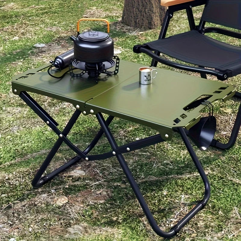 Lightweight Carbon Steel Portable Foldable Camping Table Multipurpose BBQ & Picnic Table for Outdoor Travel & Hiking