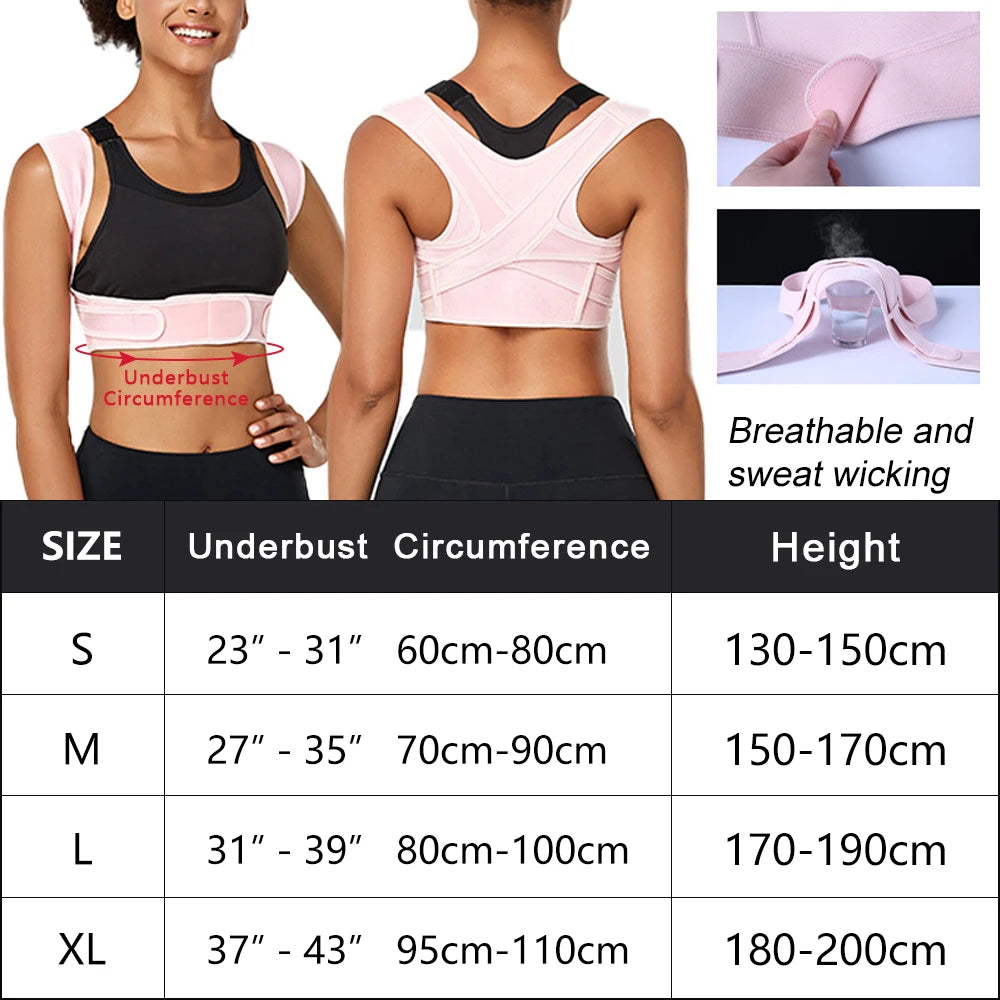 Adjustable Posture Corrector - Breathable Upper Back Brace and Straightener for Neck, Shoulder, Clavicle and Lumbar Pain Relief