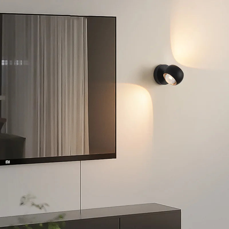 Modern Nordic Rotatable LED Up-Down Wall Sconce - Frosted Metal & Acrylic Lens Bedroom Lamp