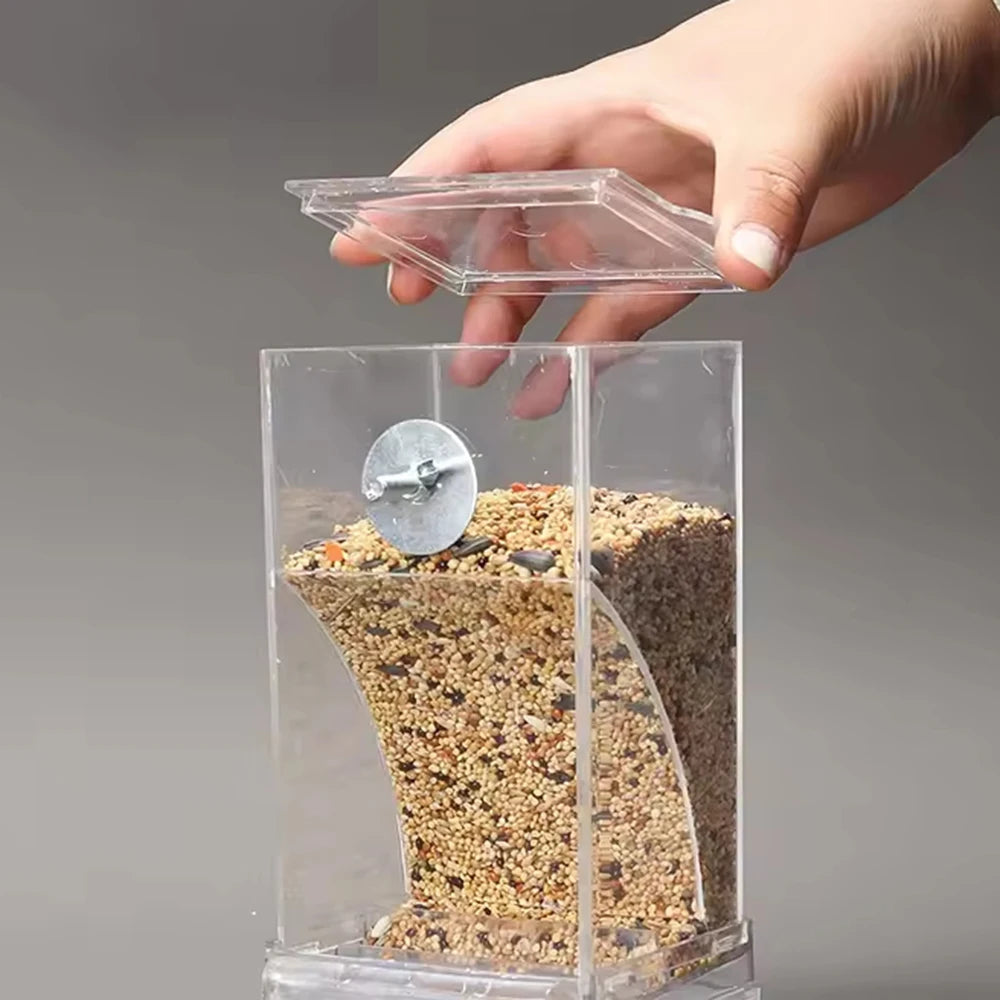 Parrot Feeder Anti-Spill Transparent Bird Food Box Clear Feeding Device for Parrots Durable Bird Feeder