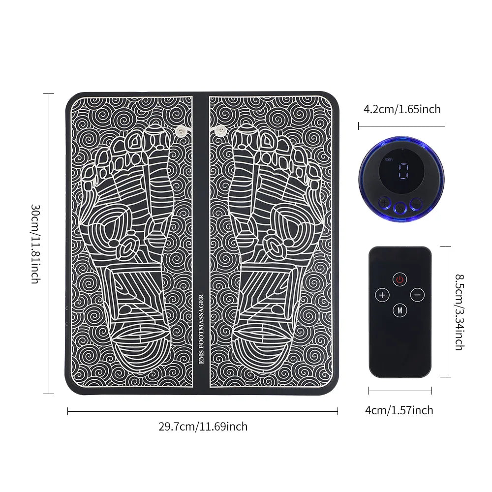 EMS Foot Massager Pad for Pain Relief & Acupoint Massage, Electric Muscle Stimulation to Improve Blood Circulation
