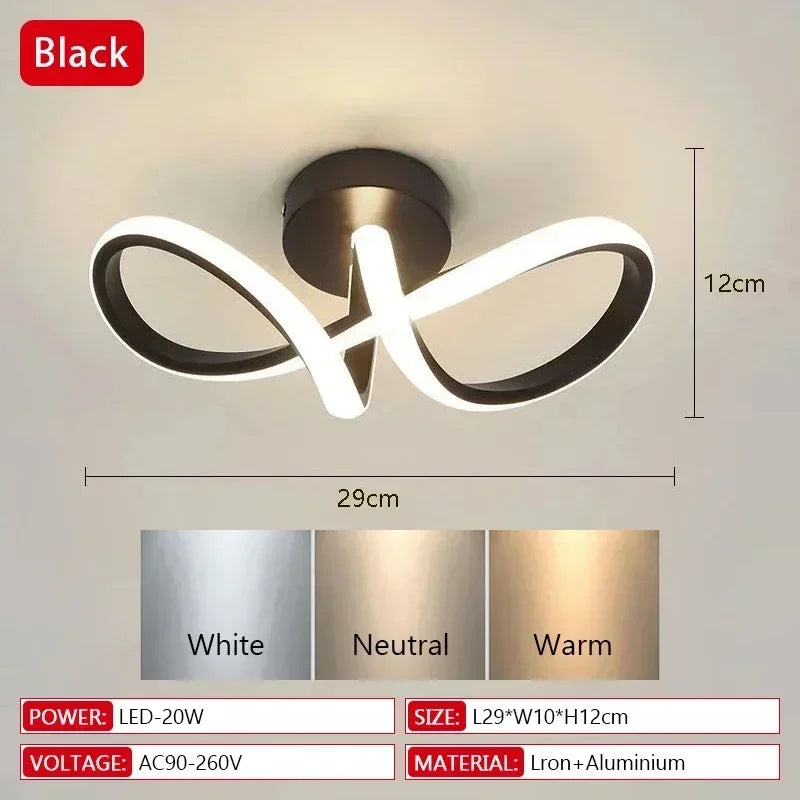 LED Aisle Ceiling Chandelier Modern Minimalist Three-Color Surface Mount Light for Bedroom & Dining Room