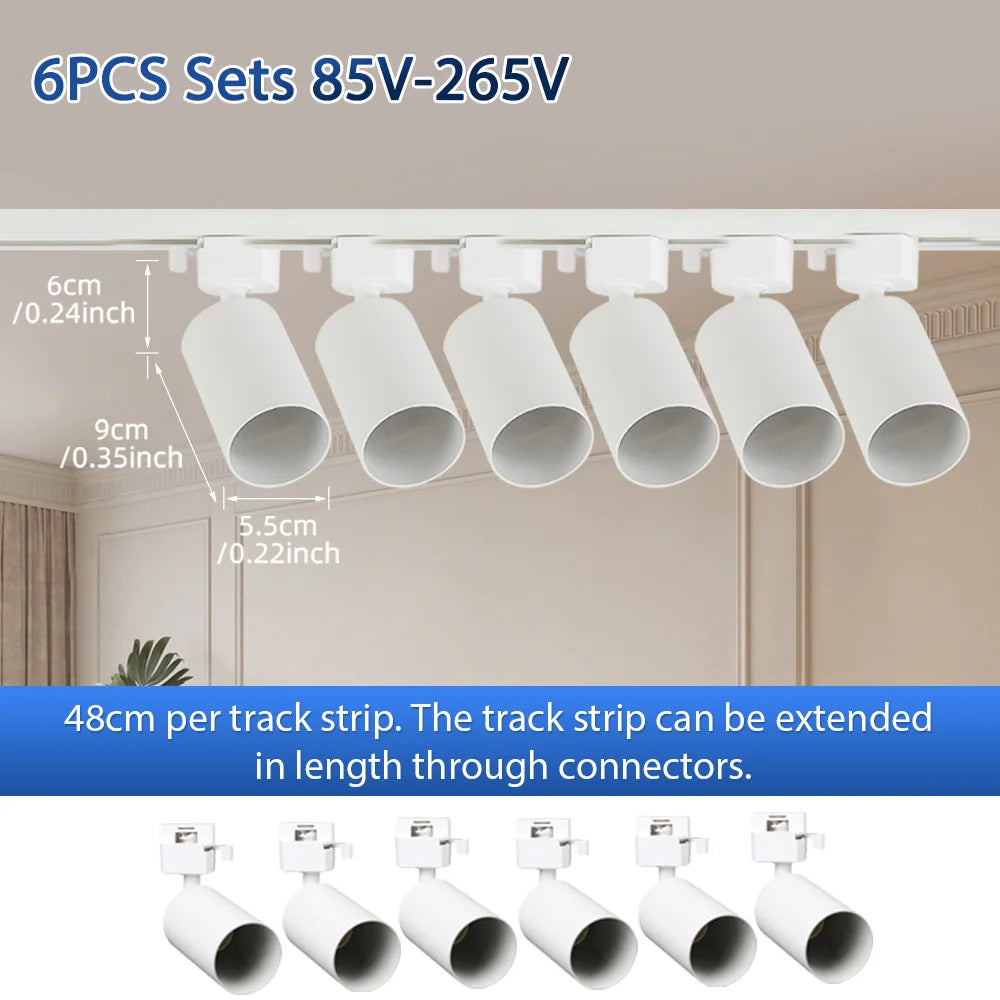 GU10 LED Track Light Full Set, Ceiling Spotlight for Kitchen Living Room & Store Decor