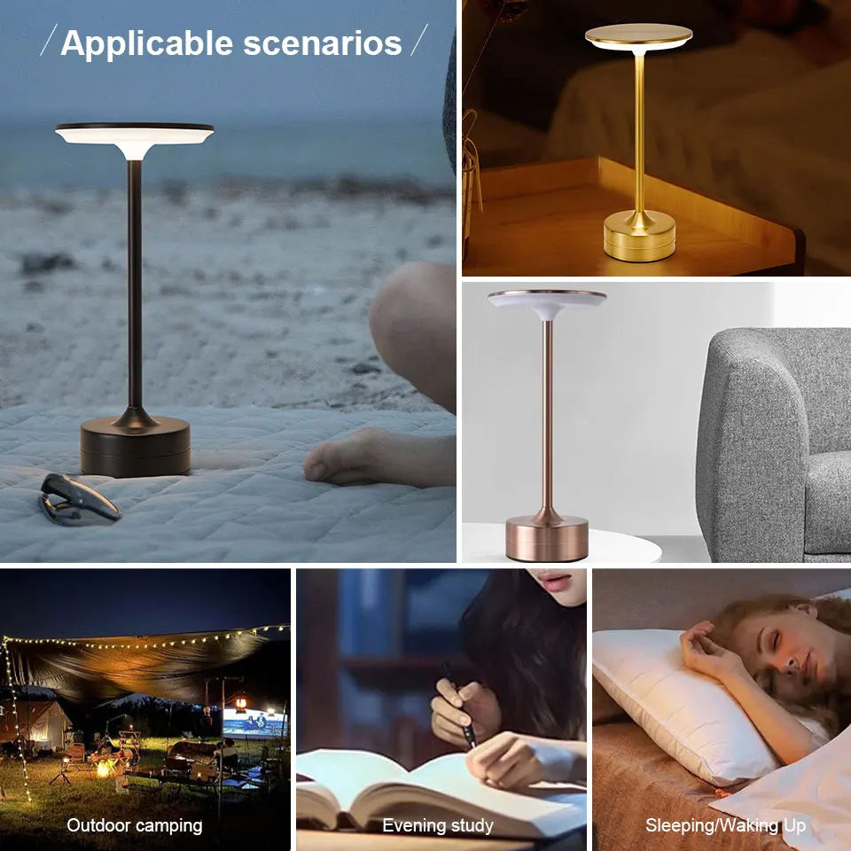 LED Table Lamp Touch Sensor USB Rechargeable Portable Night Light Wireless Reading Lamp for Bedroom Restaurant Hotel Bar