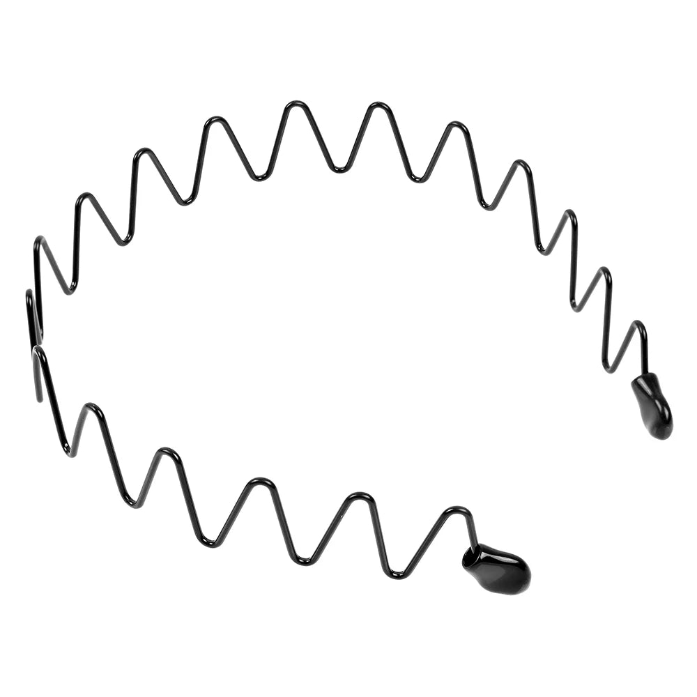 Unisex Black Metal Wavy Headband - Invisible Non-Slip Sports Hairband and Bangs Holder Hair Accessory