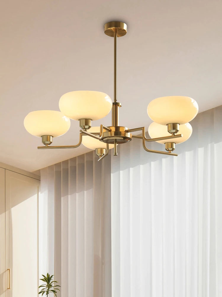 Bauhaus Modern French Designer Chandelier for Bedroom Study Living Room, Northern European Retro Lamp