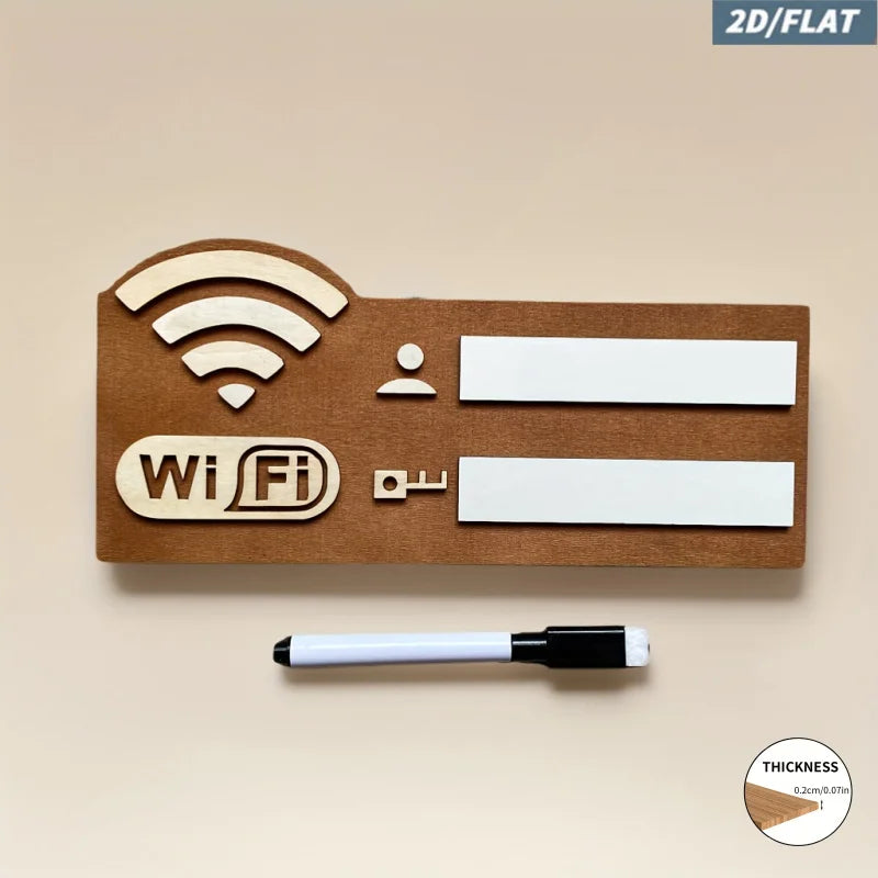 Wooden WiFi Password Sign with Erasable Board and Marker for Home, Office and Airbnb Guest Room Decor