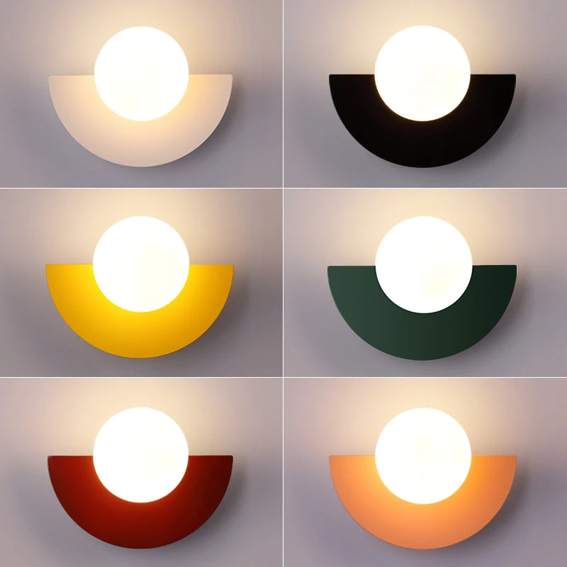 Round Ball Lampshade Wall Sconce Light, LED G9 Bulb for Bedroom Corridor Home Decor Lustre
