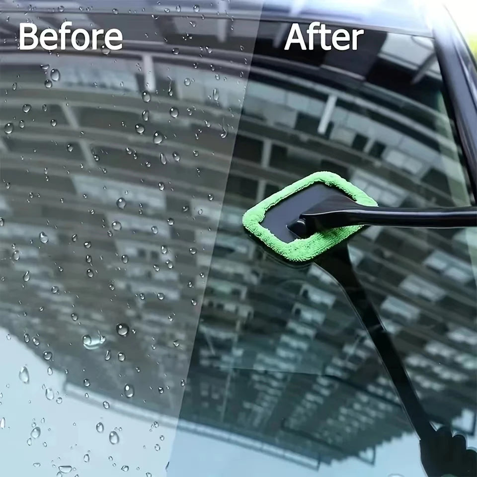 Car Window Cleaner Brush Kit with Long Handle, Windshield & Interior Auto Glass Cleaning Tool