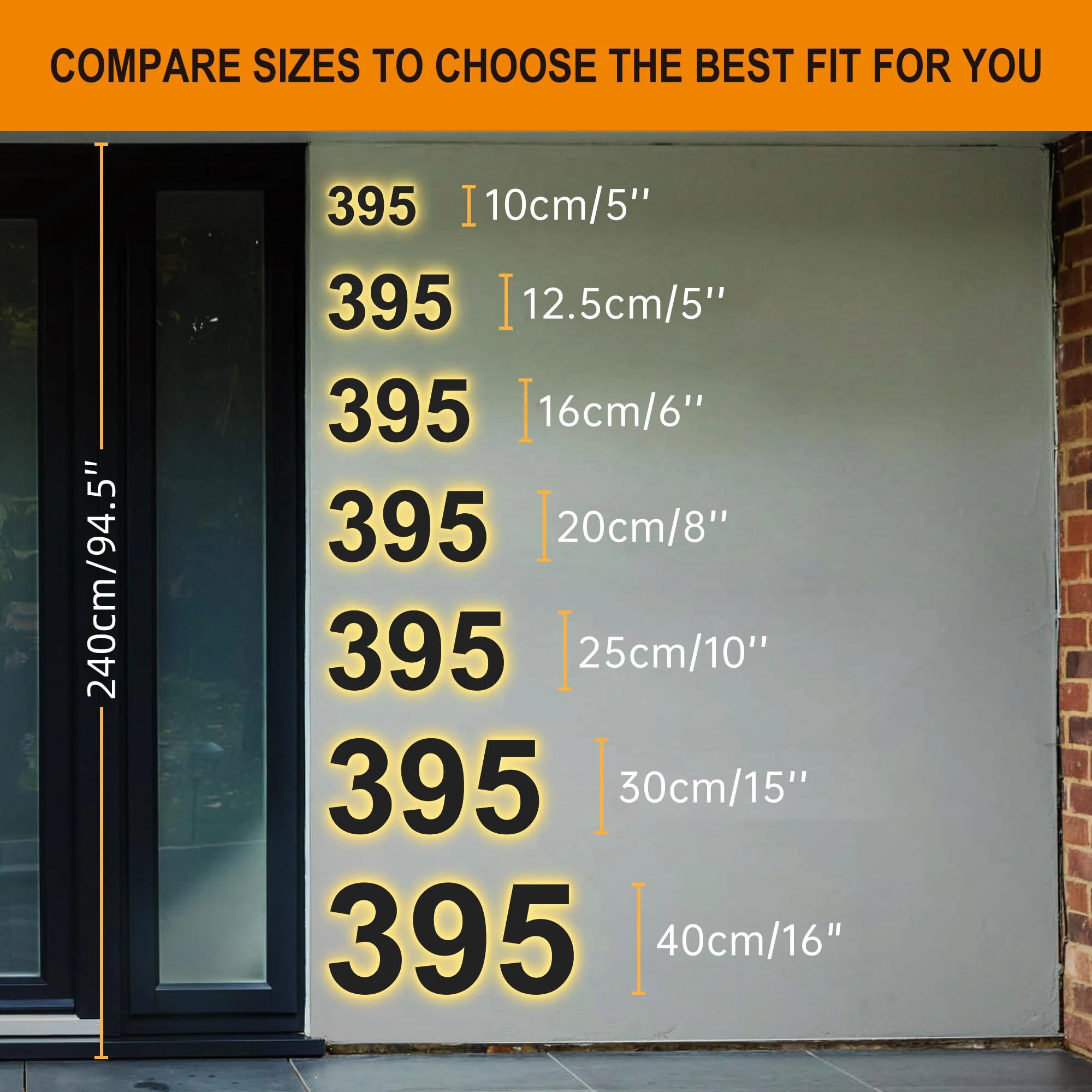 Custom Metal 3D LED House Number Sign, Outdoor Waterproof Address Plate for Home & Apartment Doors