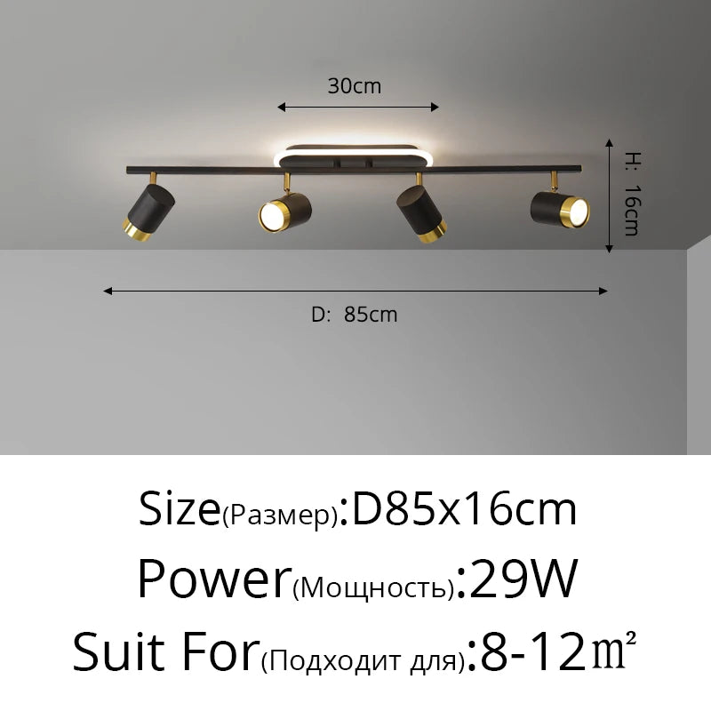 Black & White LED Chandelier for Living Room Balcony Corridor, Modern Simple Decorative Lighting